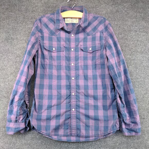 Urban Pipeline Mens Pearl Snap Shirt Multi Small Check Print Long Sleeve - Picture 2 of 11